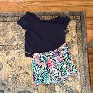 Lilly Pulitzer Navy Cotton Top and shorts set